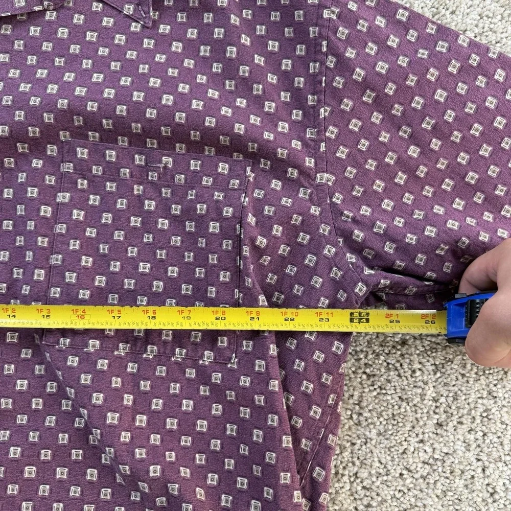 Vintage Pierre Cardin Shirt Men XL Purple Geometric Long Sleeve Button Up Cotton